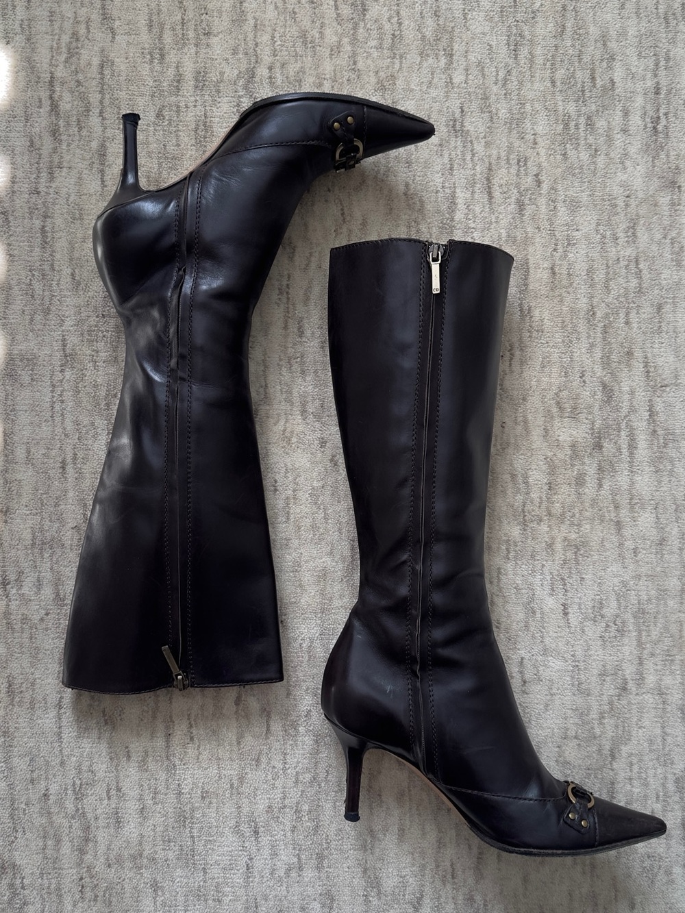 Vintage Christian Dior brown logo boots